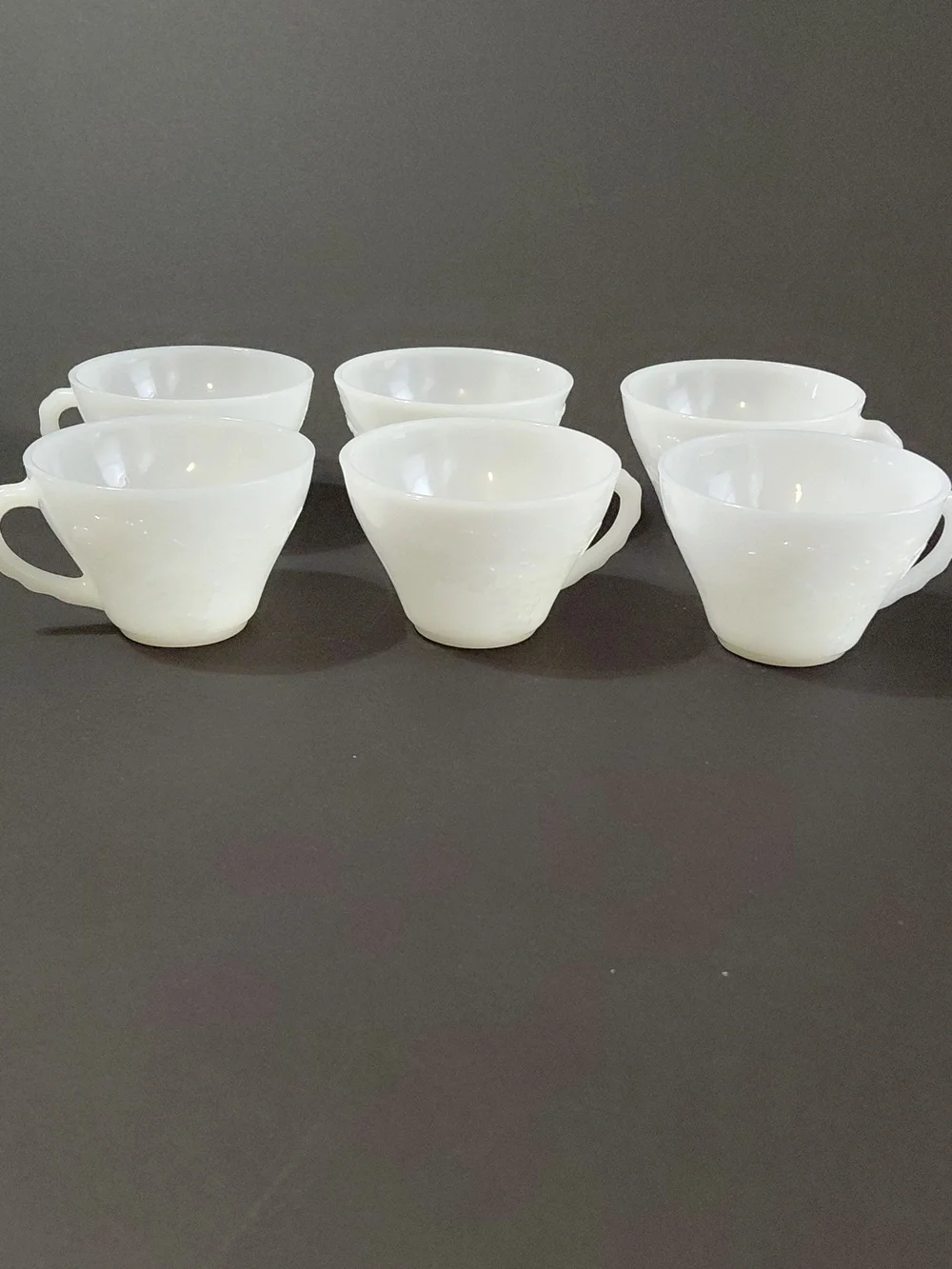Lot of 6 Vintage Anchor Hocking Harvest Grape White Milk Glass Punch Cups